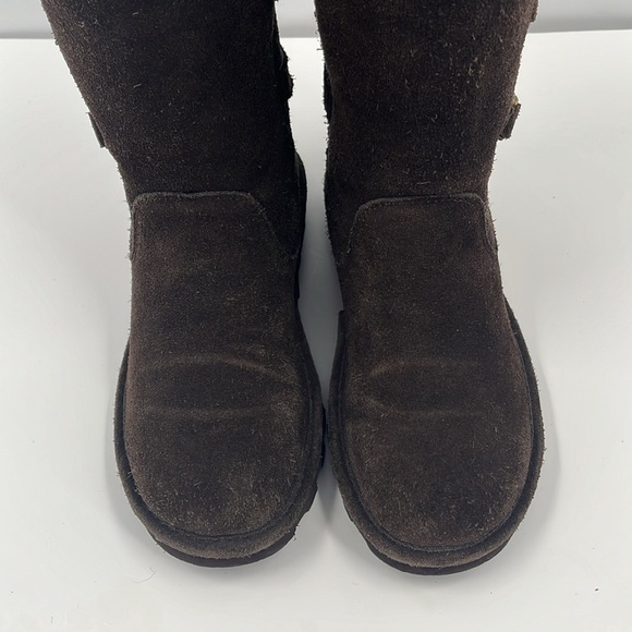 BearPaw Jenna Tall Chocolate Brown Leather Suede Sherpa Wool Winter Boots 6 - Picture 4 of 11